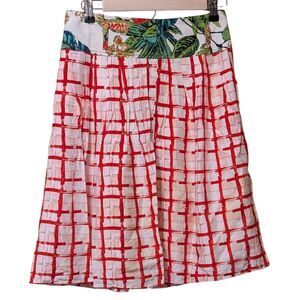 NWT Maeve by Anthropologie silk blend skirt size 6 plaid floral picnic FLAW